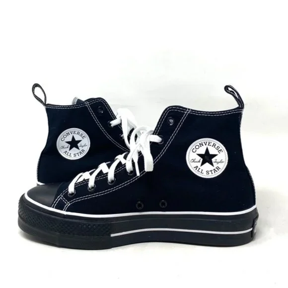 Converse Ctas Lift Platform High Skate Shoes Women's Black Canvas Custom 172580C - Picture 7 of 10